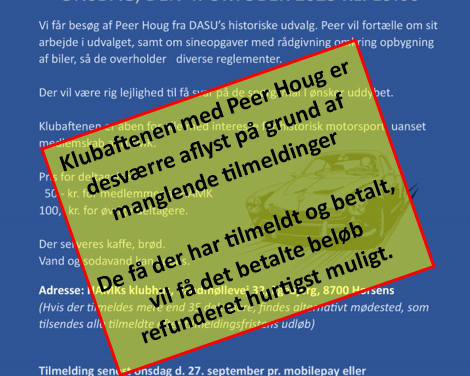 AFLYSNING AF KLUBAFTEN D. 4. OKTOBER